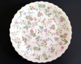 Vintage Andrea by Sadek Plate Dessert Cake Dinner Platter Corona Floral Chintz Gold Trim #8478