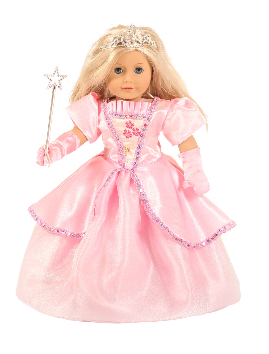 Princess dress fits American girl doll 5pc setpink