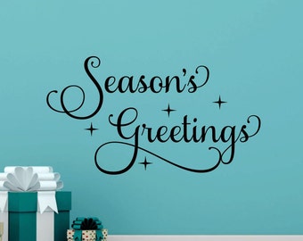 Seasons Greetings Decal Christmas Wall Decal Holiday Wall Decor Christmas Vinyl Decal Christmas Decor Holiday Vinyl Decal