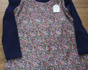 Floral Pattern Pinafore Dress with Sunflower Button Detail