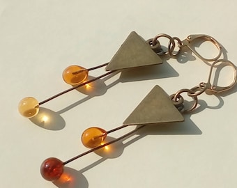 Sunny earrings - bronze and amber