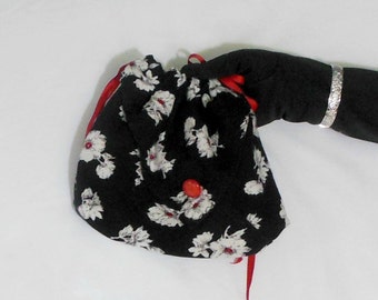 Black evening bag, holiday party bag, drawstring purse, formal evening bag, black handbag, mini drawstring bag