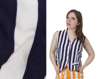 Striped blouse, Striped shirt, Navy blue shirt, White shirt, Sleeveless shirt, Summer top, Vintage striped top , Sailors shirt /Small Medium