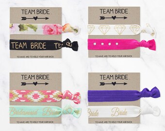 ASSORTED FLORAL Bride Tribe Hair Tie Favors | Flower Bachelorette Hair Ties, Boho Floral Bachelorette Hair Tie Favor, Bridesmaid Gift