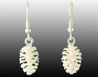 Pine Cone Earrings in Sterling Silver