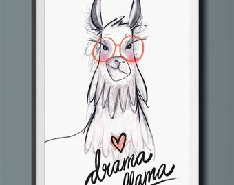 Drama llama Art print - funny llama