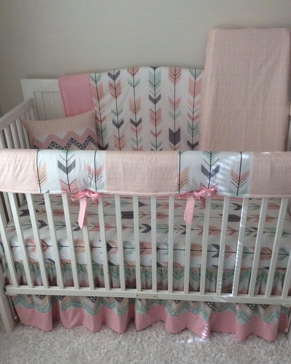 Pink And Gray Baby Girl Crib Bedding