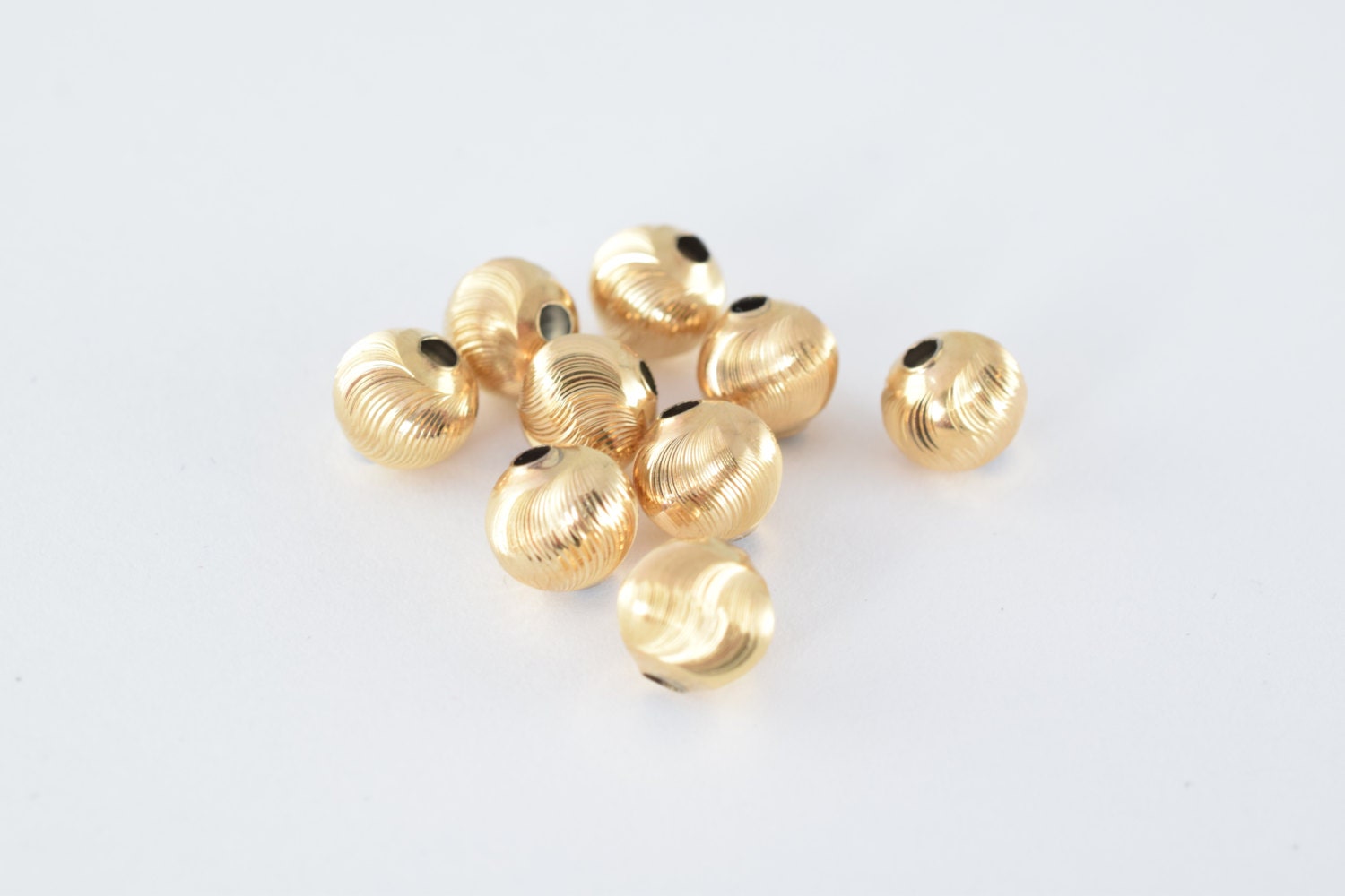 Gold Filled Diamond Cut Round Ball 8mm Bead Gf3323 18kgf