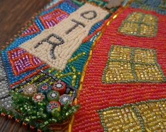 Over-the-Rhine Bead Painting .. bead embroidered art