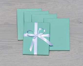 10 Turquoise 7x5.5x1 Gift Jewelry Necklace Boxes with Cotton Fill Invitation Box Aqua Robins Egg Blue