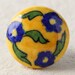 Yellow Colored Floral Design Print Ceramic Cabinet Knobs (Sold In Set of 3)