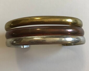 Bronze, Copper, and Silver Cuff Bracelet