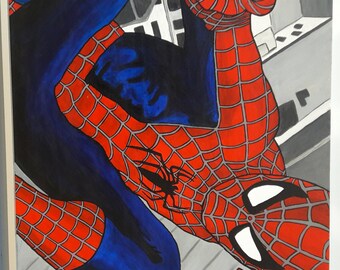 Marvel Comic Superhero Spiderman original acrylic painting