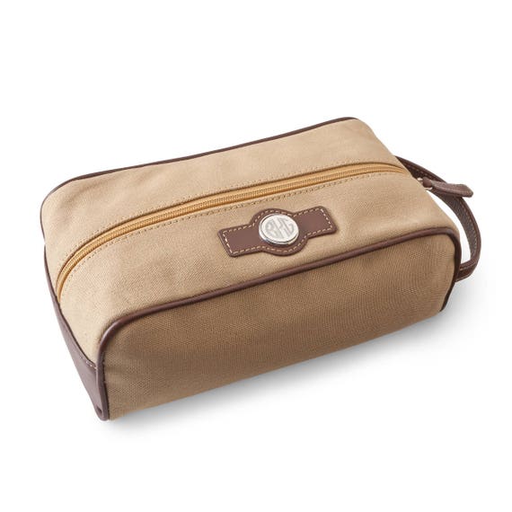 Personalized Leather & Canvas Travel Toiletry Bag Groomsmen