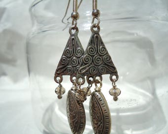 Valentine's Day, triangle, tribal earrings, ethnic earrings, metal earrings, pendant earrings, geometrical earrings, women's earrings, boho