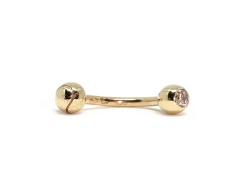 14K jaune or Tennis Ball ventre anneau avec Gem CZ, bijoux de corps, bijoux de Tennis, Tennis cadeau, Gems zircon cubique