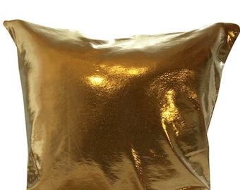 Gold Metallic Pillow Cover for Sofa or Couch in 16, 18 or 20 Inches
