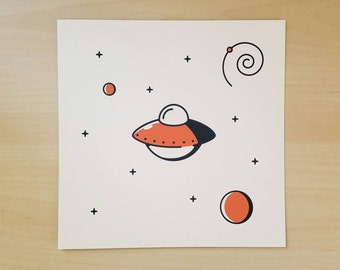 8" x 8" UFO Screen Print