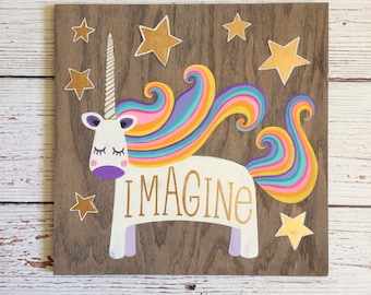 Unicorn Wall Art - Unicorn Nursery - Nursery Art - Unicorn Decor - Nursery Wall Art - Rainbow Nursery - Rainbow Wall Art - Girls Room Decor