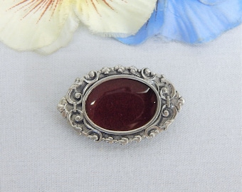 Elias Sterling Silver and Pewter Picture Frame Brooch