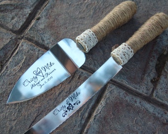 Engraved cake  serving  set  for Weddings  and Anniversary knife 