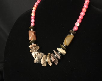 Beaded stone statement necklace