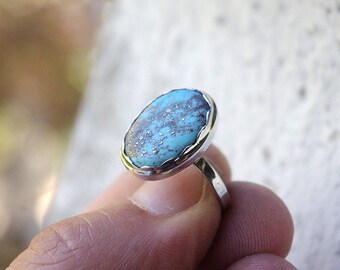 Handmade silver ring with natural Turquoise. Turquoise.