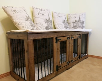 Paris (#1 on Etsy) Double Kennel/ Dog Kennel/Custom Kennel/Handmade Kennel/Dog Bed/Dog Crate Furniture/Pet Furniture/Handcrafted Wood
