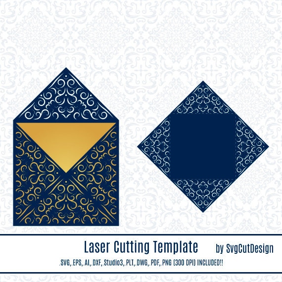 Download Wedding Envelope SVG Laser Cut Template Lace Wedding Laser