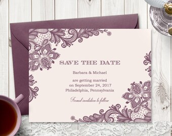 save the date card printable template diy wedding save the date card vintage lace