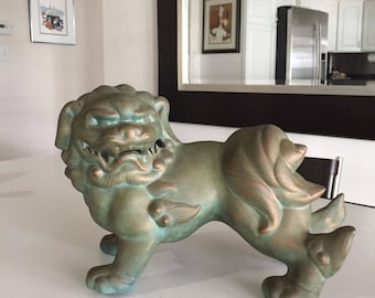 Foo Dog Statue/JUST REDUCED/Asian Modern Ceramic Foo Dog/Feng Shui Decor/Lion Dog/Ceramic Foo Dog/ By Gatormom13