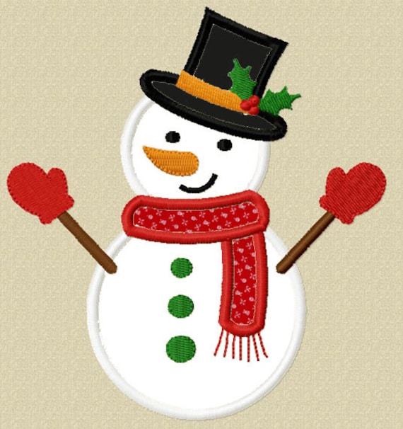 Items similar to Instant Download Christmas Snowman Applique Machine