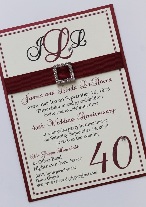 40th anniversary invitations