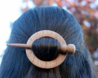 African Mahogany Wooden Shawl Pin or Hair Stick