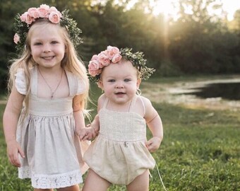 Child Flower Crown - Spring Garden Crown, Pink Flower Girl Crown, Baby Crown, Bridal Flower Crown, Baby Photo Prop, Boho Crown, Spring Crown