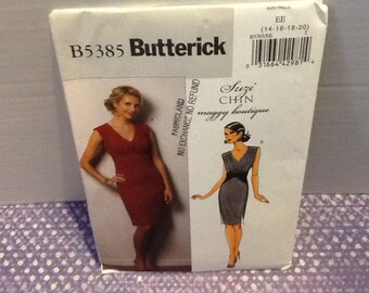 Buttterick B5385 Size EE (14-16-18-20) Suzi CHIN maggy boutique misses semi-fit dress pattern, an easy but tasteful dress to make.