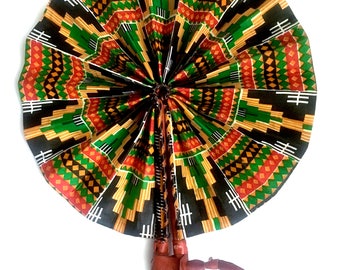 Foldable Kente Print Handheld Fan