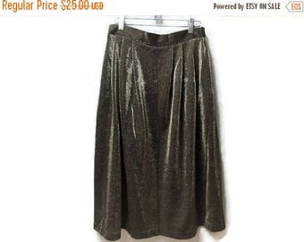 SALE Gold Skirt - Holiday Wear - Vintage 70s 80s - Party Skirt S M