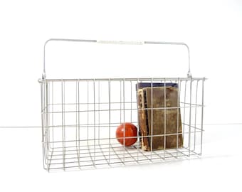 Vintage Metal Wire Basket / Industrial Storage