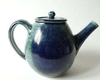 Blue Green Teapot - Handmade Ceramic Teapot - Teapot possible to use with loose tea leaves - Pottery - 1.1 Litre