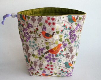 Sock Sack. Two at a Time sock knitting bag. Deluxe Project Bag with built in yarn organisation