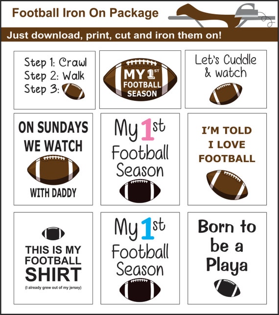 Football Iron On Transfer Package PRINTABLE INSTANT DOWNLOAD