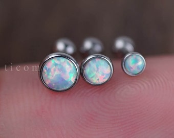 Triple Helix earring Cartilage earring 16G Cartilage piercing Helix piercing Tragus earring Tragus piercing Barbell Fire Opal Labret