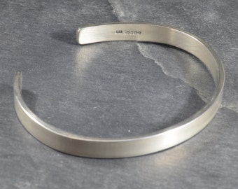 Cuff Bangle: Brushed | minimal | contemporary | mens silver bangle | open bangle | womens bangle | unique | bespoke | personalised | artisan