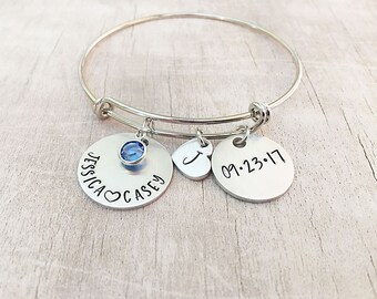 Gift for Bride From Groom - Wedding Date Bracelet - Gift for Bride - Bridal Shower Gift