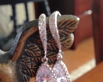 Silver crystal earrings