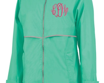 Monogram Rain Jacket Mint, Free Shipping,Charles River Personalized Waterproof Raincoat Monogrammed Embroidered