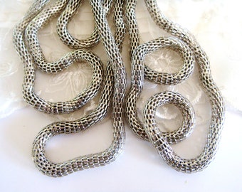 Rhodium Plated Kette Stahl Net 6mm Runde Kette Ideal für Armbänder oder Ketten-Sold in 7 1/2 Zoll / 19cm (1 Stück)