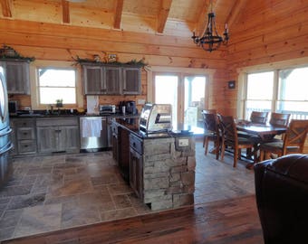 Reclaimed Wood Kitchen Cabinets in Weathered Gray
