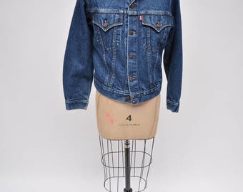 vintage levis jacket denim levi's jacket boyfriend 1980s womens 80s small